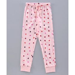 Pine Kids Full Sleeves Biowashed Night Suit Paw Print - Pink