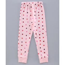 Pine Kids Full Sleeves Biowashed Night Suit Paw Print - Pink