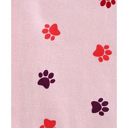 Pine Kids Full Sleeves Biowashed Night Suit Paw Print - Pink