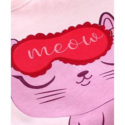 Pine Kids Full Sleeves Biowashed Night Suit Paw Print - Pink