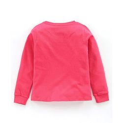Pine Kids Full Sleeves Biowashed Night Suit Text Print - Pink Navy Blue