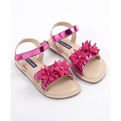 Pine Kids Party Wear Sandals Floral Detail - Pink