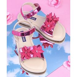 Pine Kids Party Wear Sandals Floral Detail - Pink