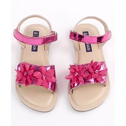 Pine Kids Party Wear Sandals Floral Detail - Pink