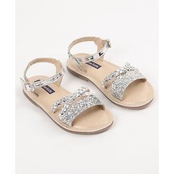 Pine Kids Party Wear Sandals Cutwork Detail - Silver