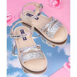 Pine Kids Party Wear Sandals Cutwork Detail - Silver