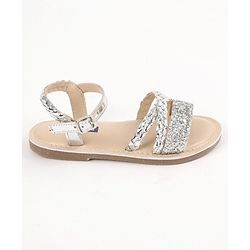 Pine Kids Party Wear Sandals Cutwork Detail - Silver