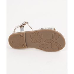Pine Kids Party Wear Sandals Cutwork Detail - Silver