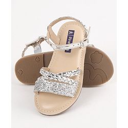 Pine Kids Party Wear Sandals Cutwork Detail - Silver