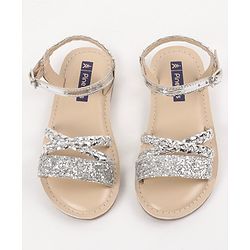 Pine Kids Party Wear Sandals Cutwork Detail - Silver