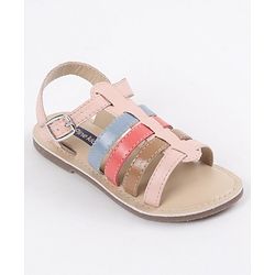 Pine Kids Party Wear Sandals - Pink & Multicolor