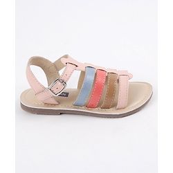 Pine Kids Party Wear Sandals - Pink & Multicolor
