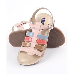 Pine Kids Party Wear Sandals - Pink & Multicolor