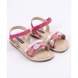 Pine Kids Party Wear Sandals Sequin & Cutwork Detail - Pink