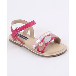 Pine Kids Party Wear Sandals Sequin & Cutwork Detail - Pink