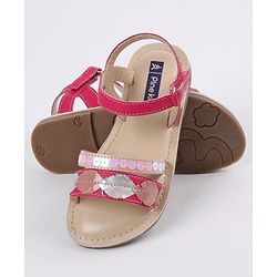 Pine Kids Party Wear Sandals Sequin & Cutwork Detail - Pink