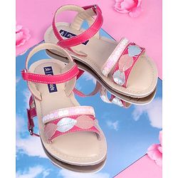 Pine Kids Party Wear Sandals Sequin & Cutwork Detail - Pink