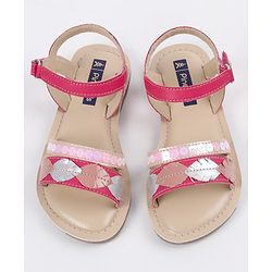 Pine Kids Party Wear Sandals Sequin & Cutwork Detail - Pink