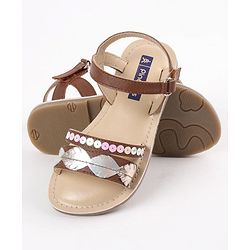 Pine Kids Party Wear Sandals Sequin & Cutwork Detail - Pink