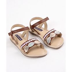 Pine Kids Party Wear Sandals Sequin & Cutwork Detail - Pink