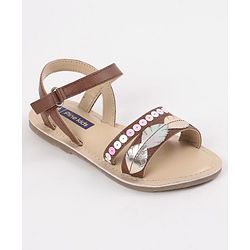 Pine Kids Party Wear Sandals Sequin & Cutwork Detail - Pink