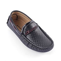 Pine Kids Round Toe Party Wear Loafers with Cushioned Footbed - Black