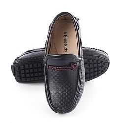 Pine Kids Round Toe Party Wear Loafers with Cushioned Footbed - Black