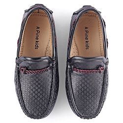 Pine Kids Round Toe Party Wear Loafers with Cushioned Footbed - Black