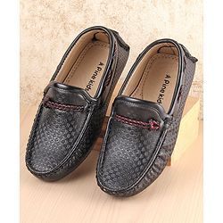 Pine Kids Round Toe Party Wear Loafers with Cushioned Footbed - Black