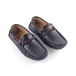 Pine Kids Round Toe Party Wear Loafers with Cushioned Footbed - Black