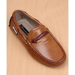 Pine Kids Slip-on Round Toe Party Wear Loafers with Cushioned Footbed - Brown
