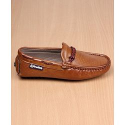 Pine Kids Slip-on Round Toe Party Wear Loafers with Cushioned Footbed - Brown