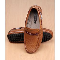 Pine Kids Slip-on Round Toe Party Wear Loafers with Cushioned Footbed - Brown