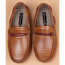 Pine Kids Slip-on Round Toe Party Wear Loafers with Cushioned Footbed - Brown