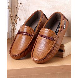 Pine Kids Slip-on Round Toe Party Wear Loafers with Cushioned Footbed - Brown
