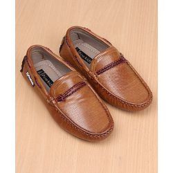 Pine Kids Slip-on Round Toe Party Wear Loafers with Cushioned Footbed - Brown
