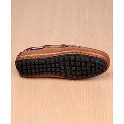 Pine Kids Slip-on Round Toe Party Wear Loafers with Cushioned Footbed - Brown