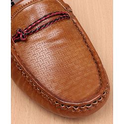 Pine Kids Slip-on Round Toe Party Wear Loafers with Cushioned Footbed - Brown
