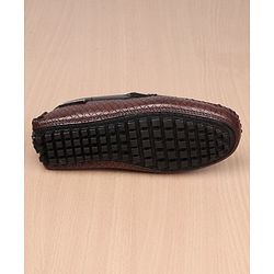 Pine Kids Round Toe Party Wear Textured Loafers with Cushioned Footbed - Brown