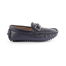 Pine Kids Round Toe Solid Party Wear Loafers with Cushioned Footbed - Black