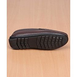 Pine Kids Party Wear Round Toe Loafers with Cushioned Footbed - Brown