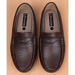 Pine Kids Party Wear Round Toe Loafers with Cushioned Footbed - Brown