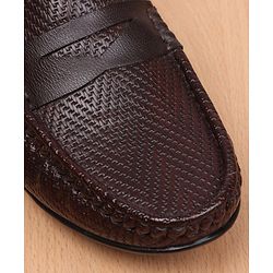 Pine Kids Party Wear Round Toe Loafers with Cushioned Footbed - Brown