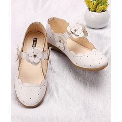 Pine Kids Belly Shoes Floral Applique - White