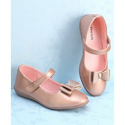 Pine Kids Party Wear Belly Shoes Bow Applique - Pink