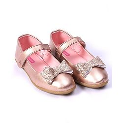 Pine Kids Party Wear Belly Shoes Bow Applique - Pink