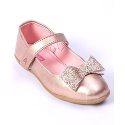 Pine Kids Party Wear Belly Shoes Bow Applique - Pink