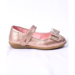 Pine Kids Party Wear Belly Shoes Bow Applique - Pink