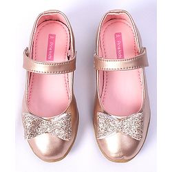 Pine Kids Party Wear Belly Shoes Bow Applique - Pink