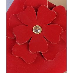 Pine Kids Belly Shoes Floral Applique - Red